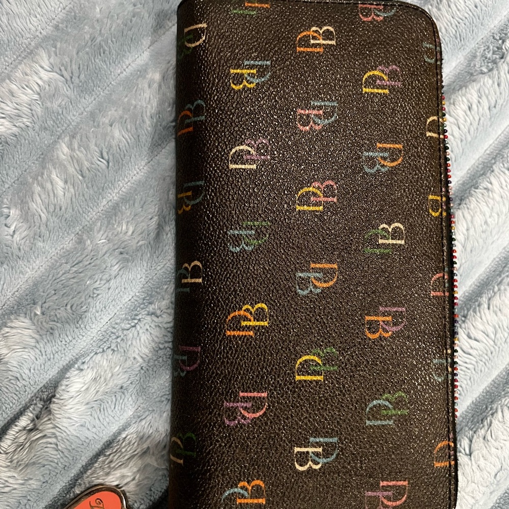 Chic Black Wallet with Colorful Logo